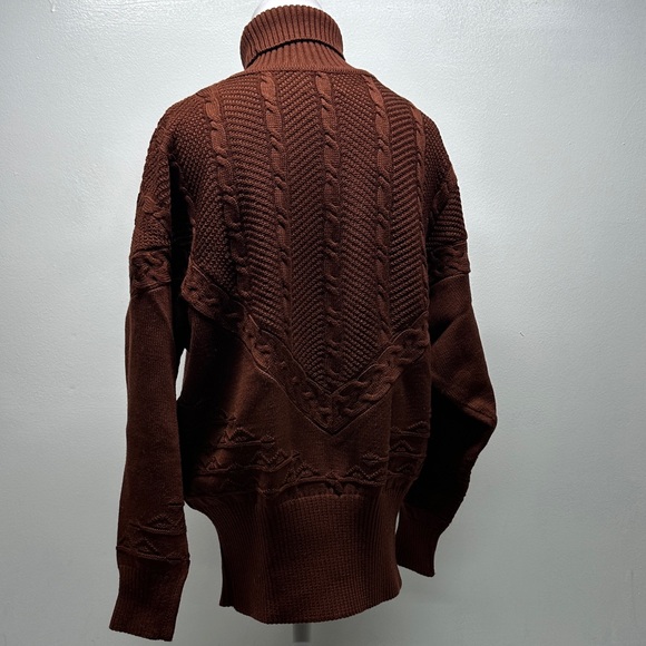 Bogner Turtleneck Sweater Cable Knit Wool Blend Stretch Rust Red Women's Medium - Picture 4 of 9
